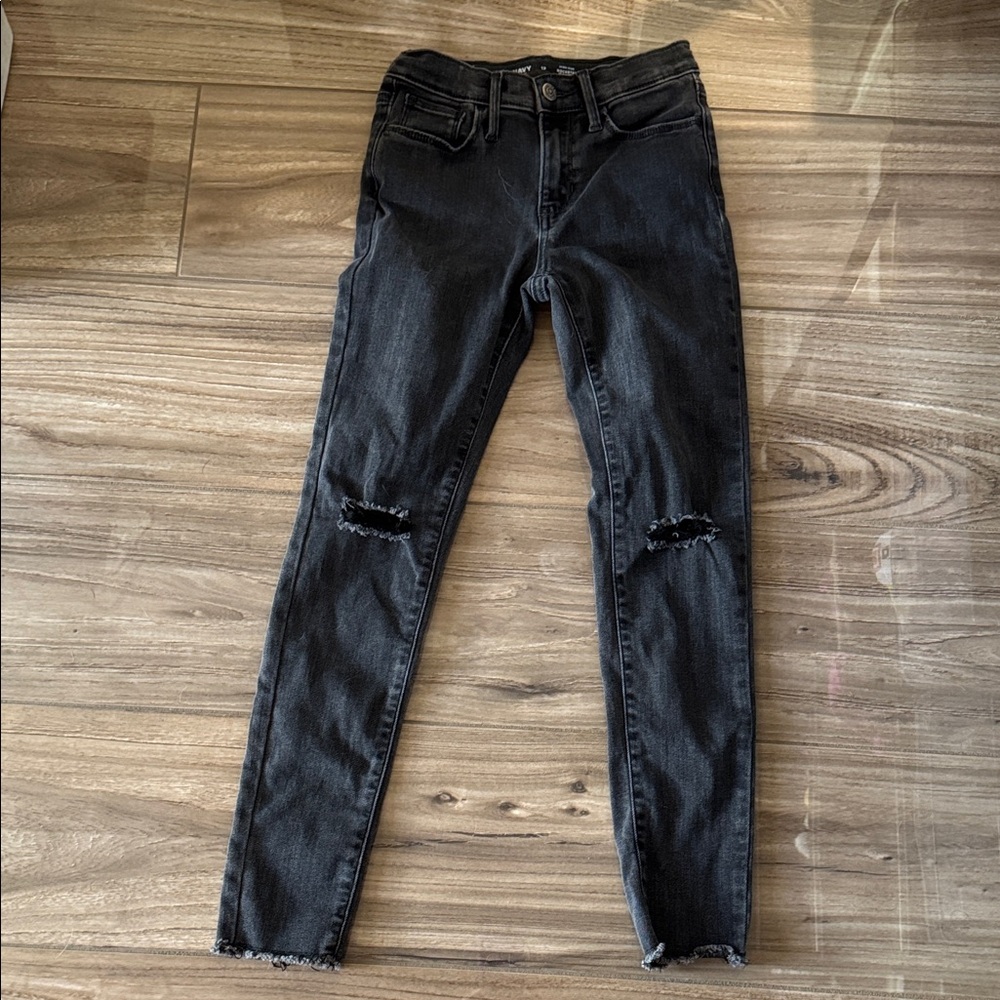 Old Navy Black Distressed Skinny Jeans 12